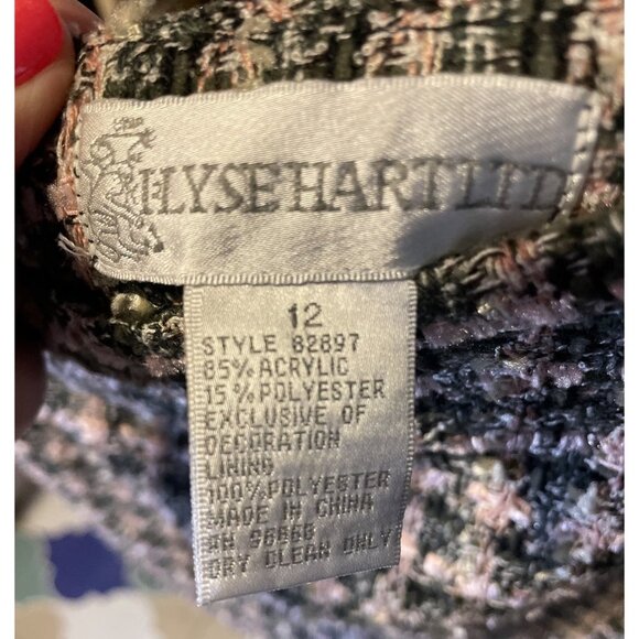 Ilyse Hart LTD Checked Tweed Short Straight Pencil Skirt Sz 12 - Picture 4 of 5